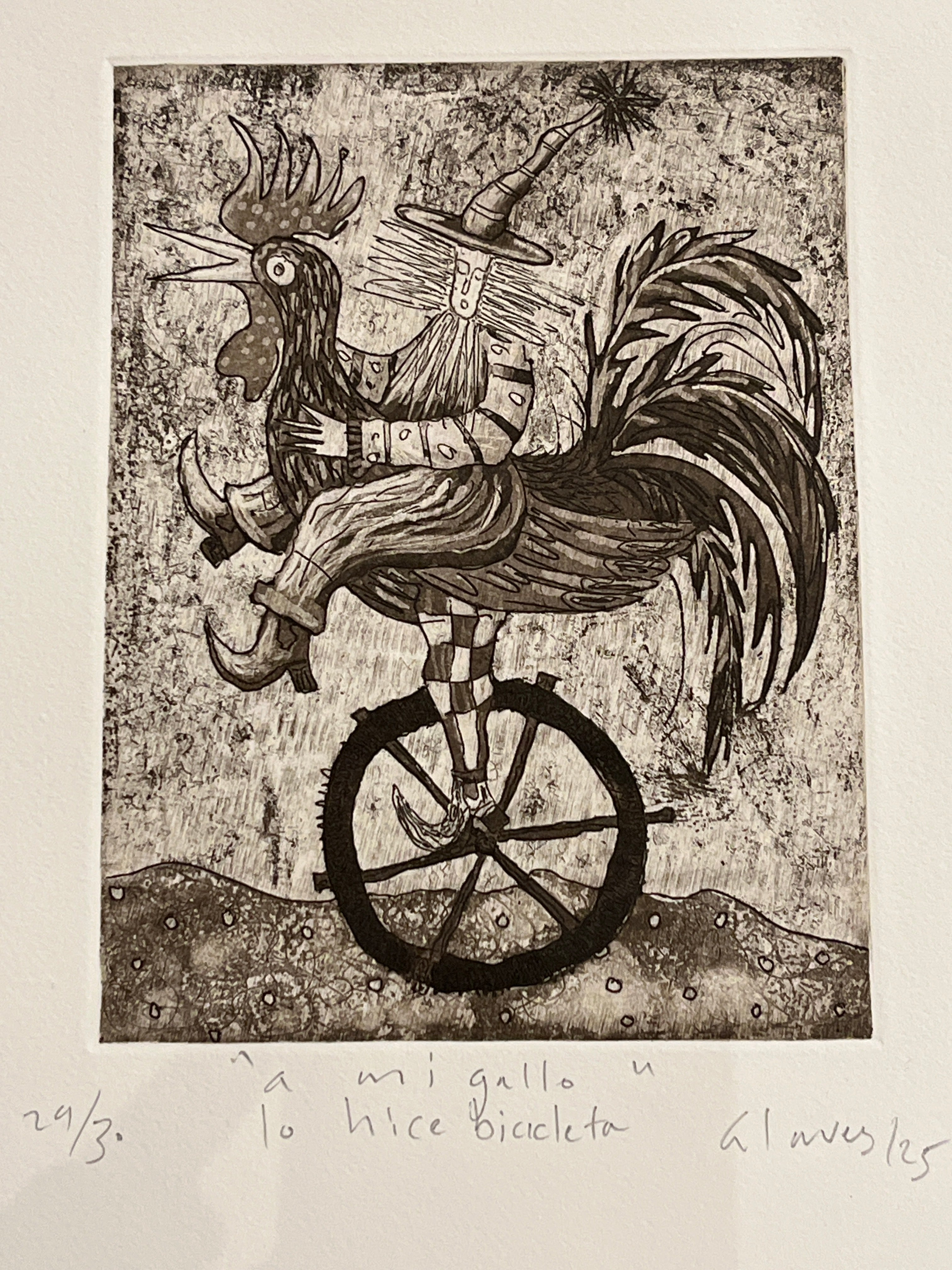 A mi gallo lo hice bicicleta