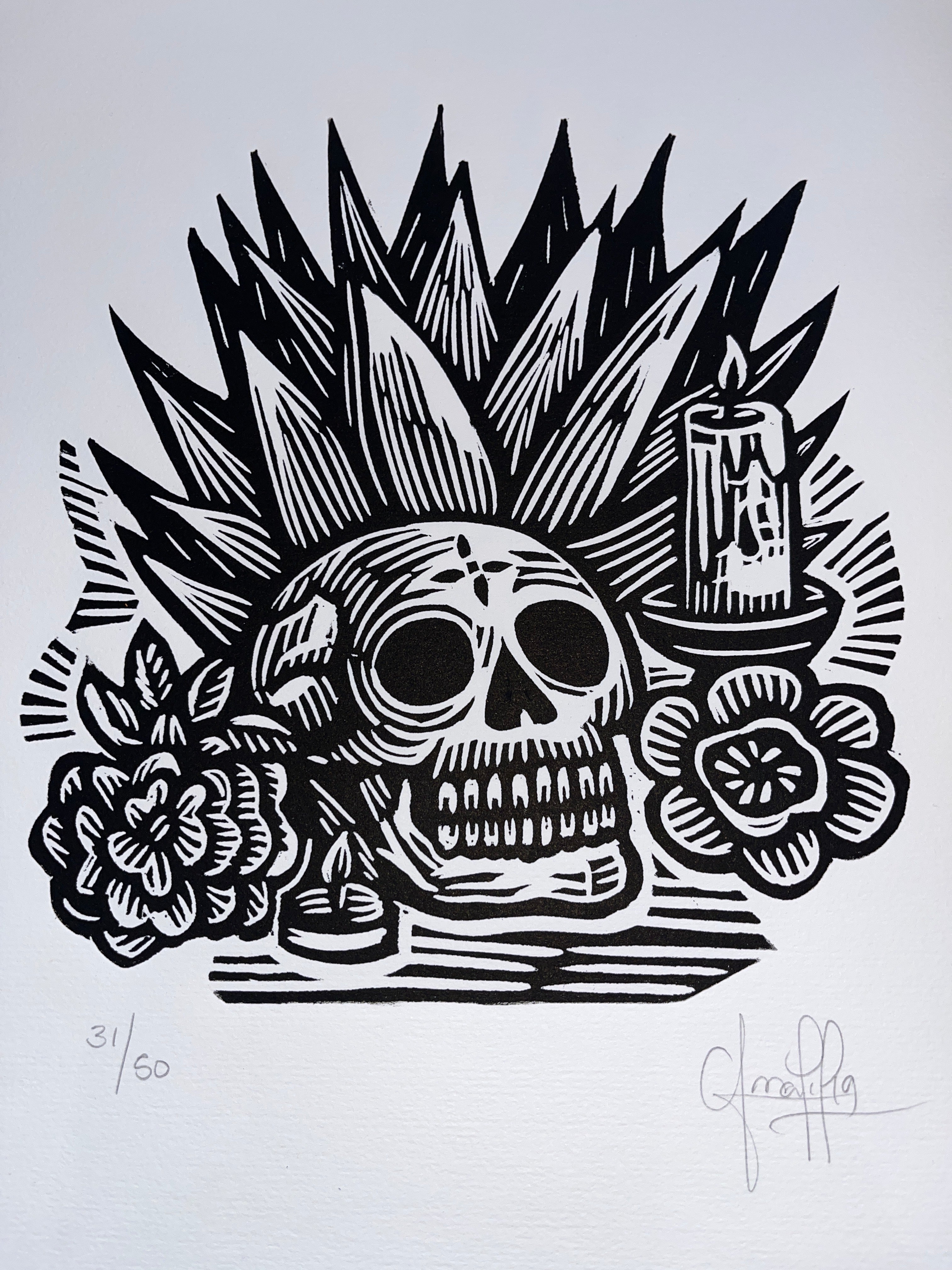 craneo con maguey